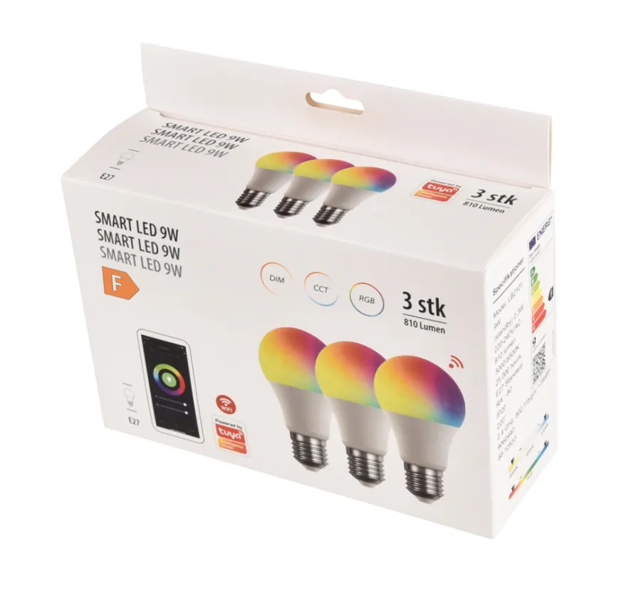 Led-Pærer|Smart Pærer|SMART LED-pærer RGBW E27 9 W - 3-pk.