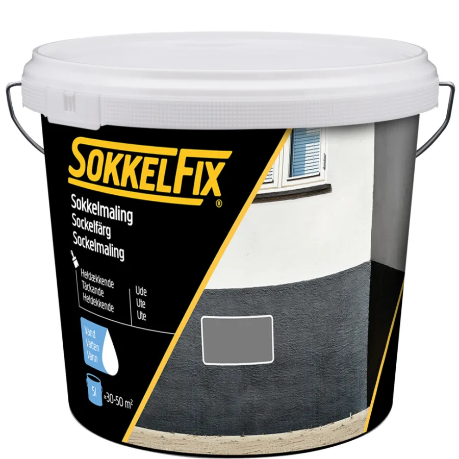SokkelFix® Tag-, Mur- & Sokkelmaling|Sokkelmaling vandbaseret 5 liter - Grå