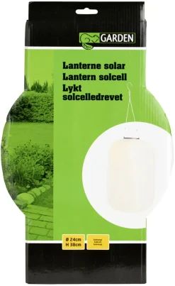 Garden® Sæsonafslutning|Solcellelamper|Solarlanterne aflang Ø24 x H38 cm -