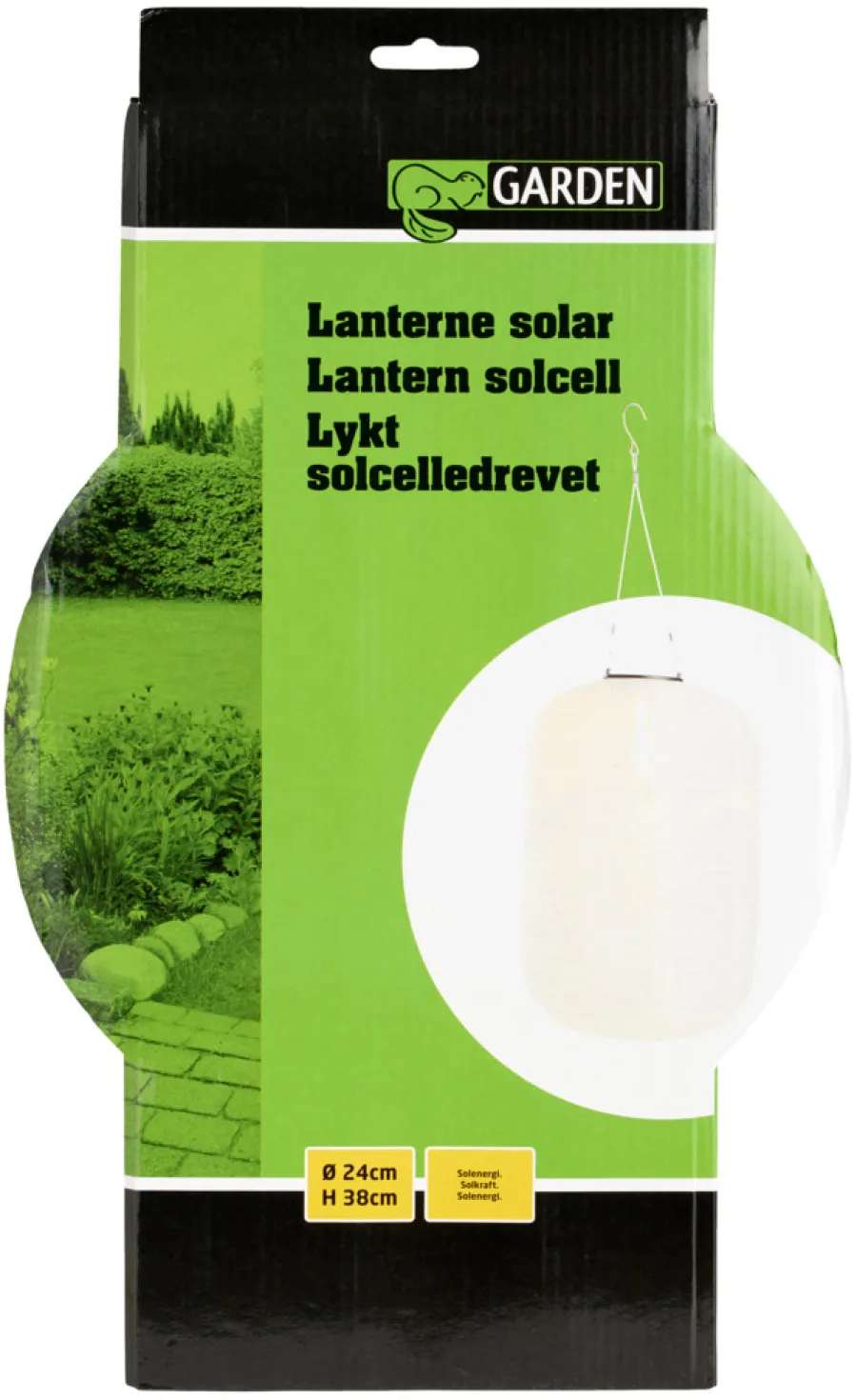Garden® Sæsonafslutning|Solcellelamper|Solarlanterne aflang Ø24 x H38 cm -