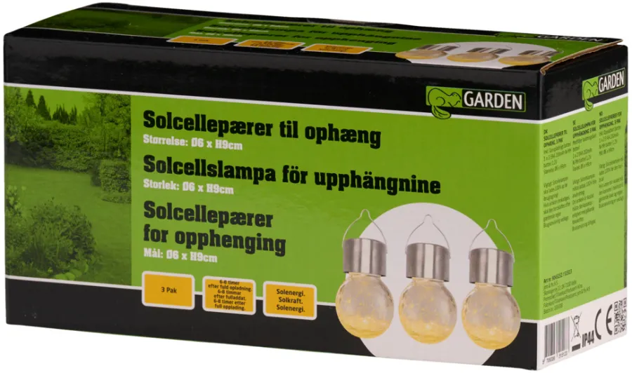 Garden® Sæsonafslutning|Solcellelamper|Solcellepære glas/metal Ø6 cm 3-pk. - Sølv