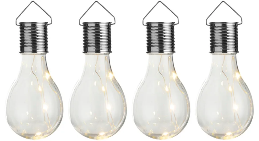 Garden® Sæsonafslutning|Solcellelamper|Solcellepærer plast Ø7,5 cm 4-pk. - Sølv