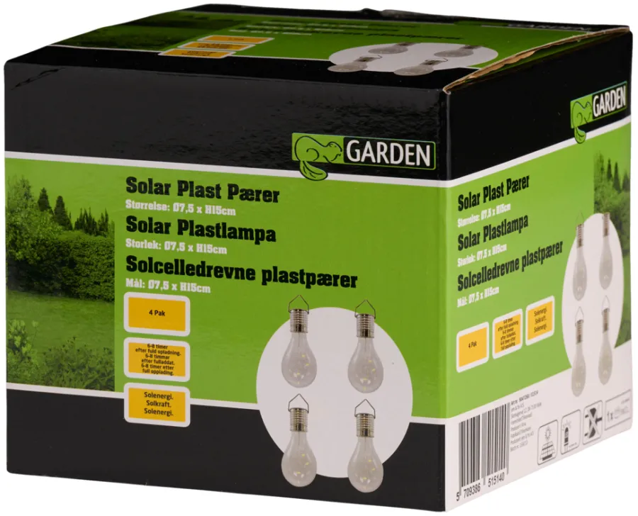 Garden® Sæsonafslutning|Solcellelamper|Solcellepærer plast Ø7,5 cm 4-pk. - Sølv