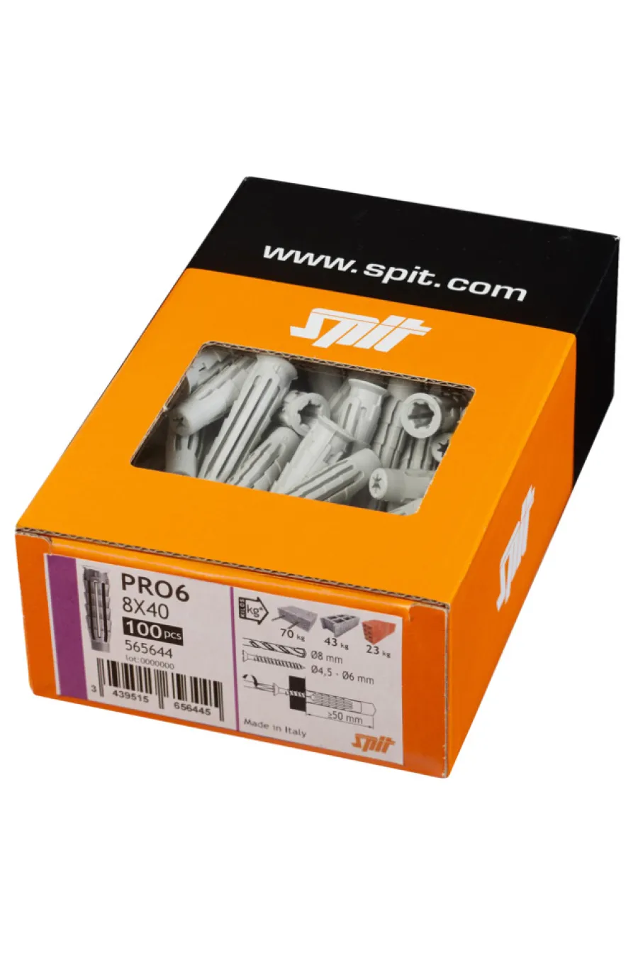 Spit Dyvler & Plugs|PRO6 universaldyvel 8 x 40 mm 100 stk.