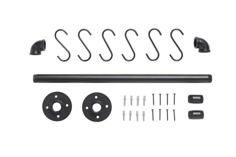 Knager & Knagerækker|Stang m/6 kroge sort 615 mm