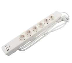 Elworks Stikdåser|6-stikdåse schuko m/3 x USB PD65W 1,5 m -