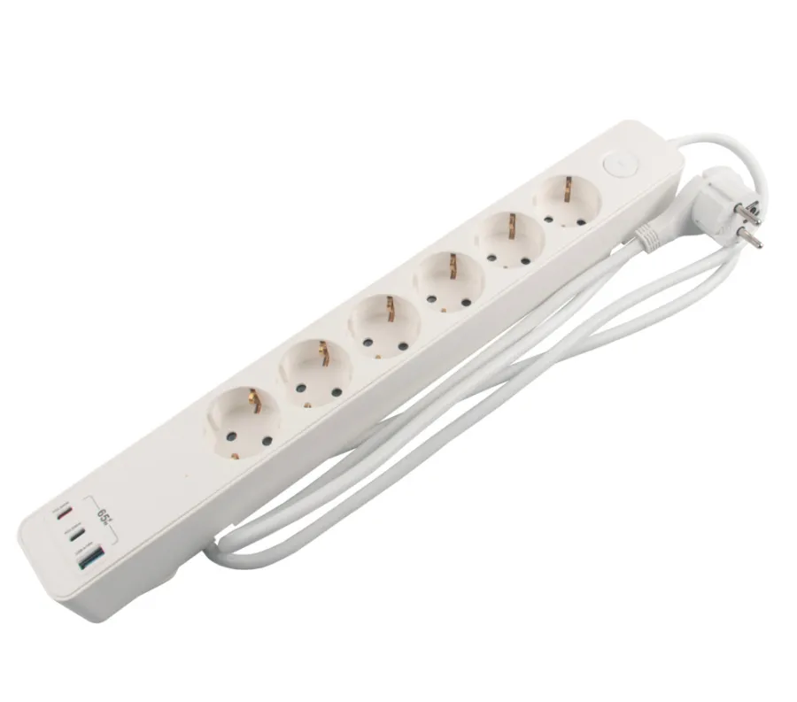 Elworks Stikdåser|6-stikdåse schuko m/3 x USB PD65W 1,5 m -
