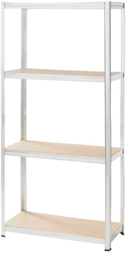 Arbejdsborde & Reoler|Stålreol galv. m/4 hylder - 90 x 190 x 40 cm