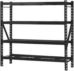 Probuilder Arbejdsborde & Reoler|Stålreol 4 hylder sort 196 x 183 x 61 cm - Mat sort