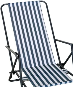 Sunlife® Sæsonafslutning|Havestole|Strandstol Albany i metal og polyester - Blå/hvid
