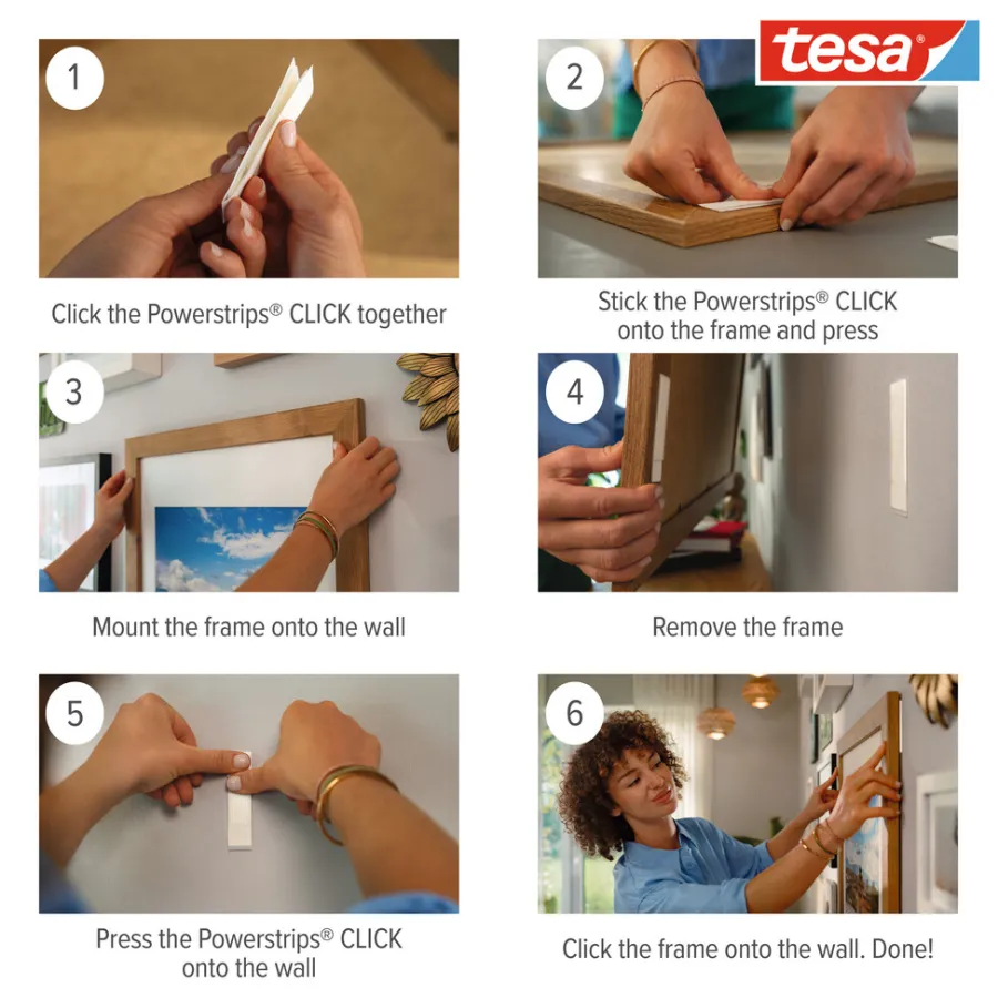 tesa® Klæbesøm|Powerstrips Click Medium 4 par
