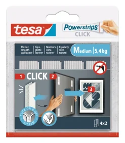 tesa® Klæbesøm|Powerstrips Click Medium 4 par