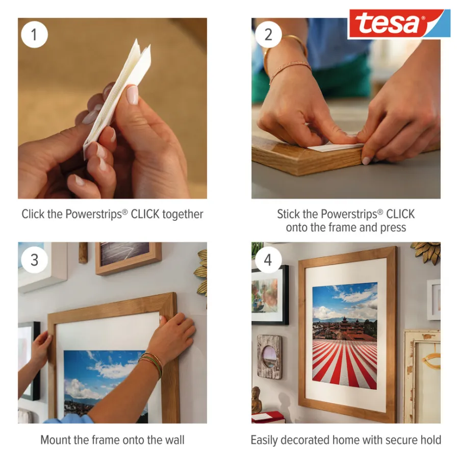 tesa® Klæbesøm|Powerstrips Click Multi Medium/Large 14 par