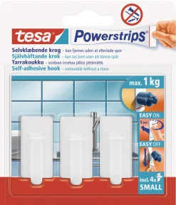 tesa® Klæbesøm|Powerstrips Kroge Classic Small 1 kg - 3 stk. Hvid