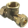Fittings Til Rør|T-klemring m/muffe messing 12 x 1/2" x 12 mm
