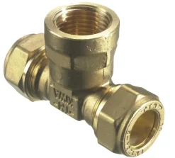 Fittings Til Rør|T-klemring m/muffe messing 15 x 1/2" x 15 mm