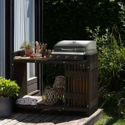 Haveborde|Grilltilbehør|Tralle grillbord sort 123 x 57,5 x 93 cm