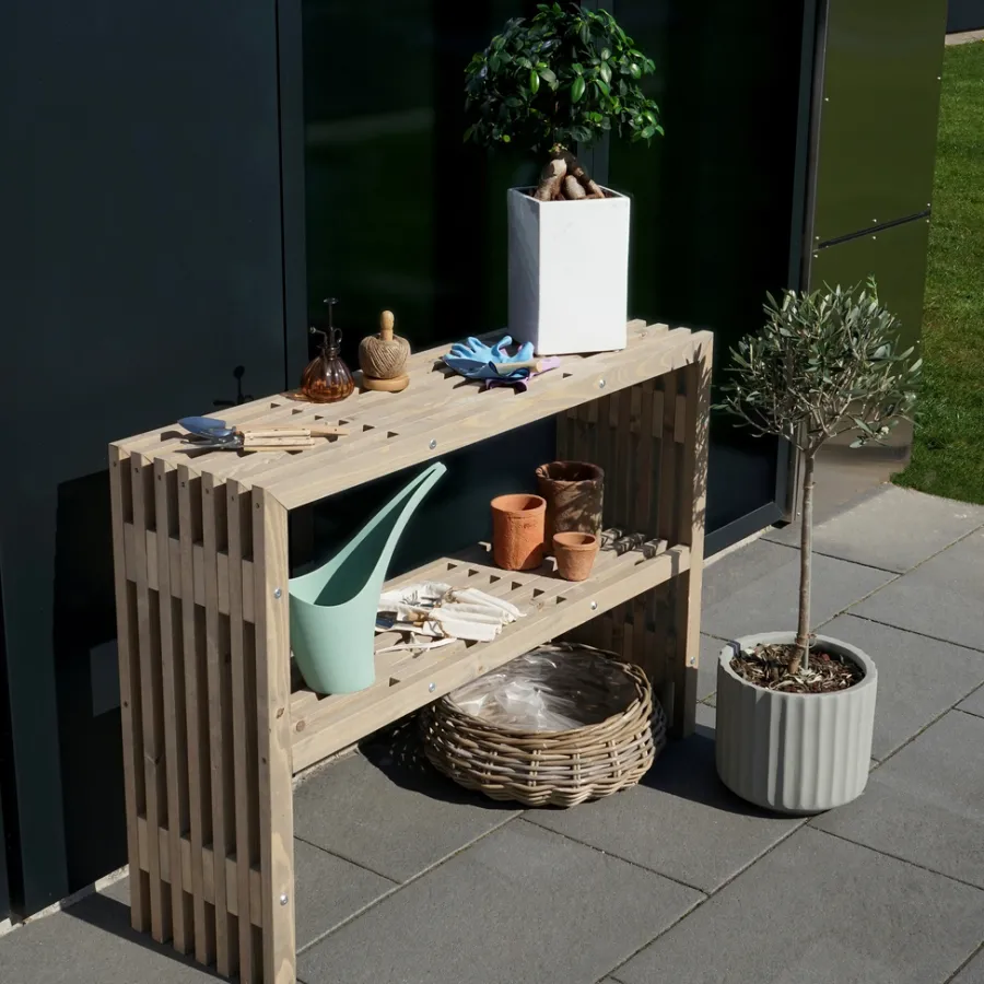 Planteborde & Højbede|Øvrige Havemøbler|Tralle plantebord 115 x 32 x 80 cm Rustik