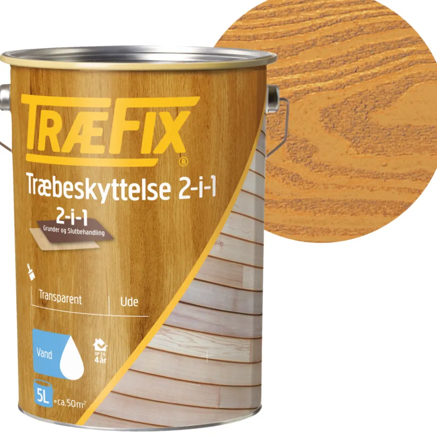 TræFix® Træbeskyttelse|pine træbeskyttelse 2-i-1 5 liter Pine (transparent)