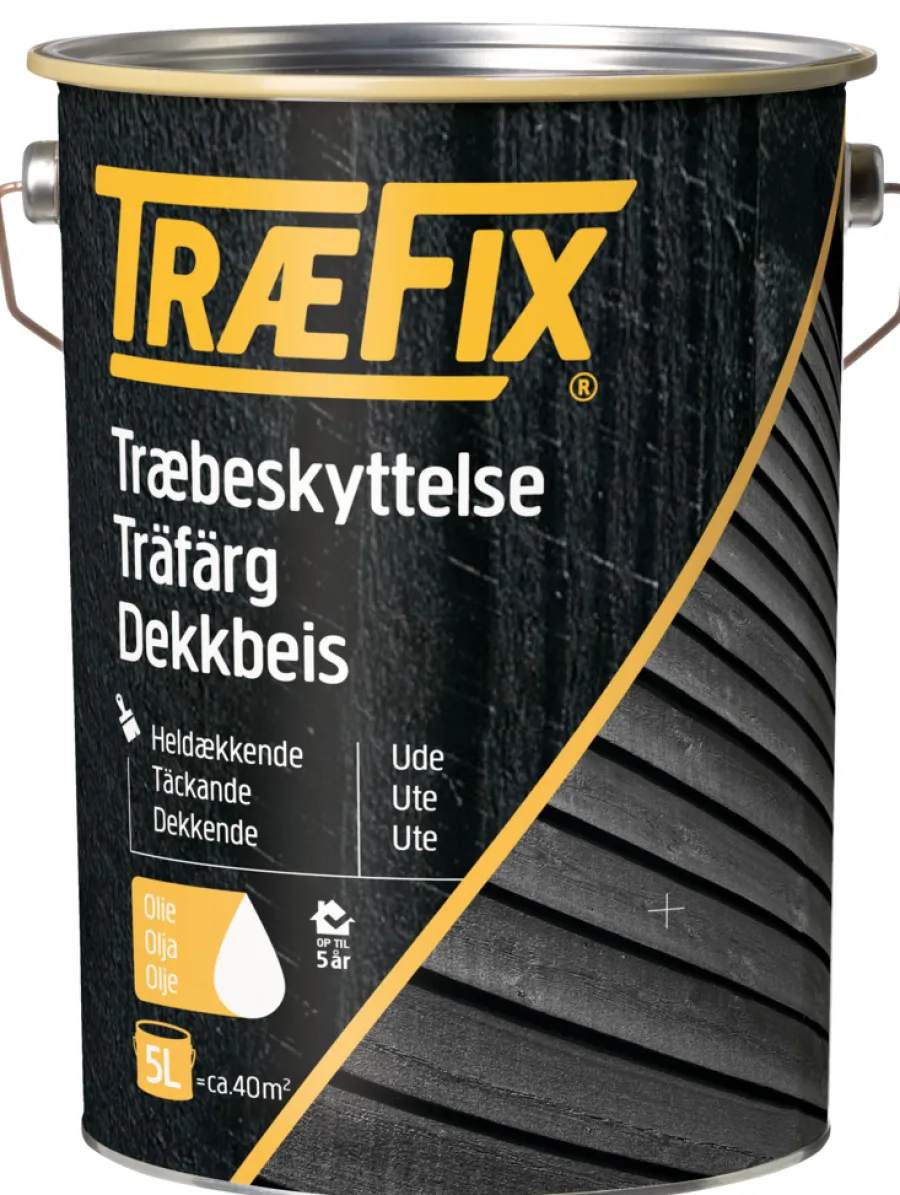 TræFix® Træbeskyttelse|træbeskyttelse heldækkende svenskrød 5 l Svenskrød (svarende til NCS S 6030-Y70R og RAL 3009)