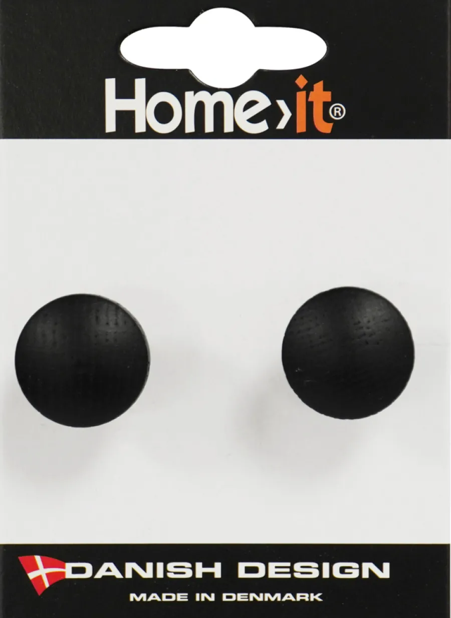 HOME it Knager & Knagerækker|Træknop Ø25 mm sort egetræ - 2 stk.