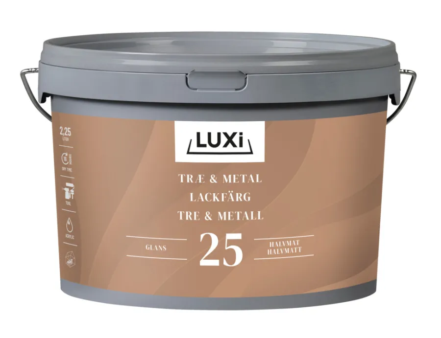 LUXI® Træ- & Metalmaling|Træ & Metal 25 hvid 2,25 liter - Hvid (NCS-kode S0502-Y)