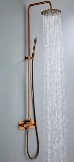 Udendørsbrusere|Udebruser kobberfinish kold/varm Ø20 cm