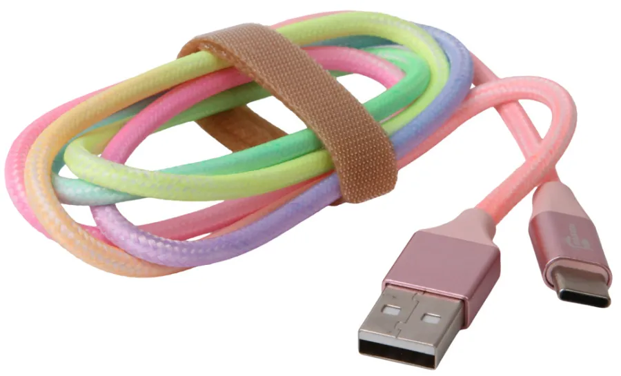 PhoneFood Kabler & Adaptere|USB til USB-C kabel regnbuefarvet - 1 meter