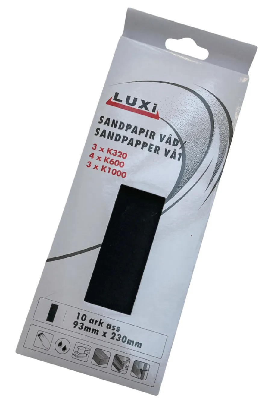 LUXI® Sandpapir|Vådslibepapir 10 stk. ass. i korn 320/600/1000 -