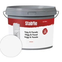 Stabile® Vægmaling|Væg & Facade 25 maling 4,5 liter - Hvid
