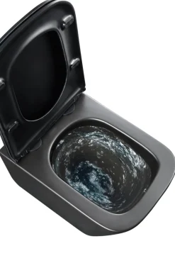 Toiletter|Væghængt toilet kantet m/Vortex skyl - sort