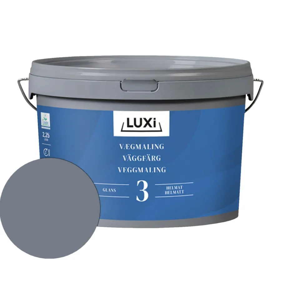 LUXI® Vægmaling|Vægmaling 3 havblå 2,25 liter - Havblå (NCS-kode s6010-r90b)