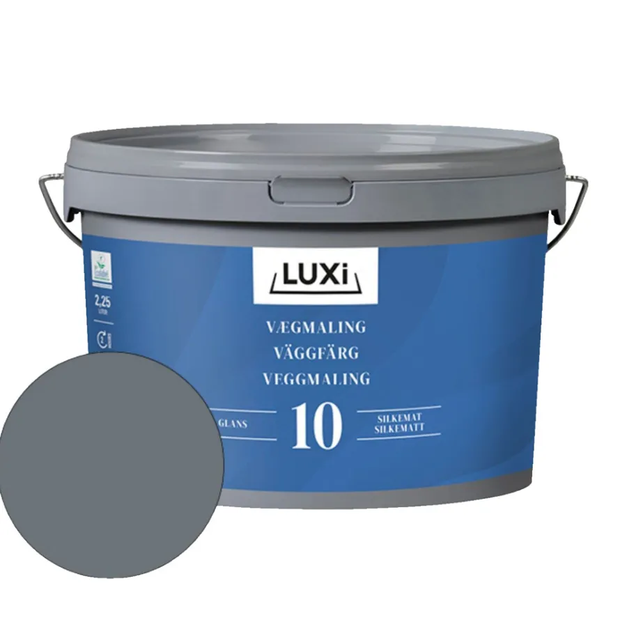 LUXI® Vægmaling|Vægmaling 10 mørkegrå 2,25 liter - Mørkegrå (NCS-kode s7005-b20g)