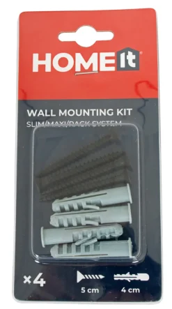 HOME it Vægskinner & Hyldeknægte|Vægmonteringssæt t/Rack/Maxi/Slim sort