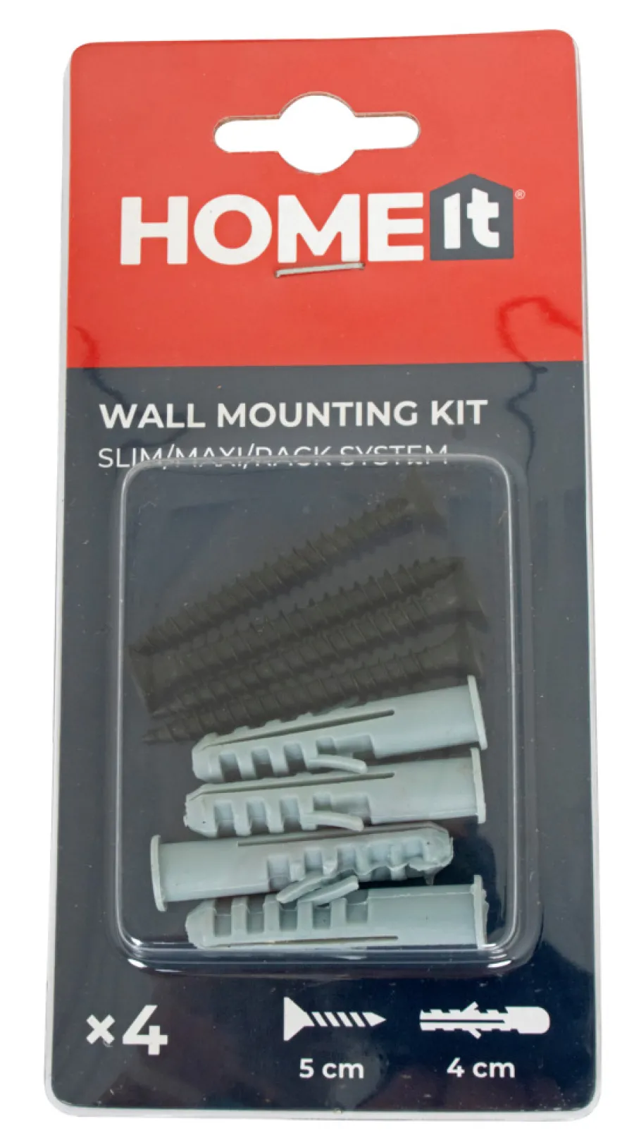 HOME it Vægskinner & Hyldeknægte|Vægmonteringssæt t/Rack/Maxi/Slim sort