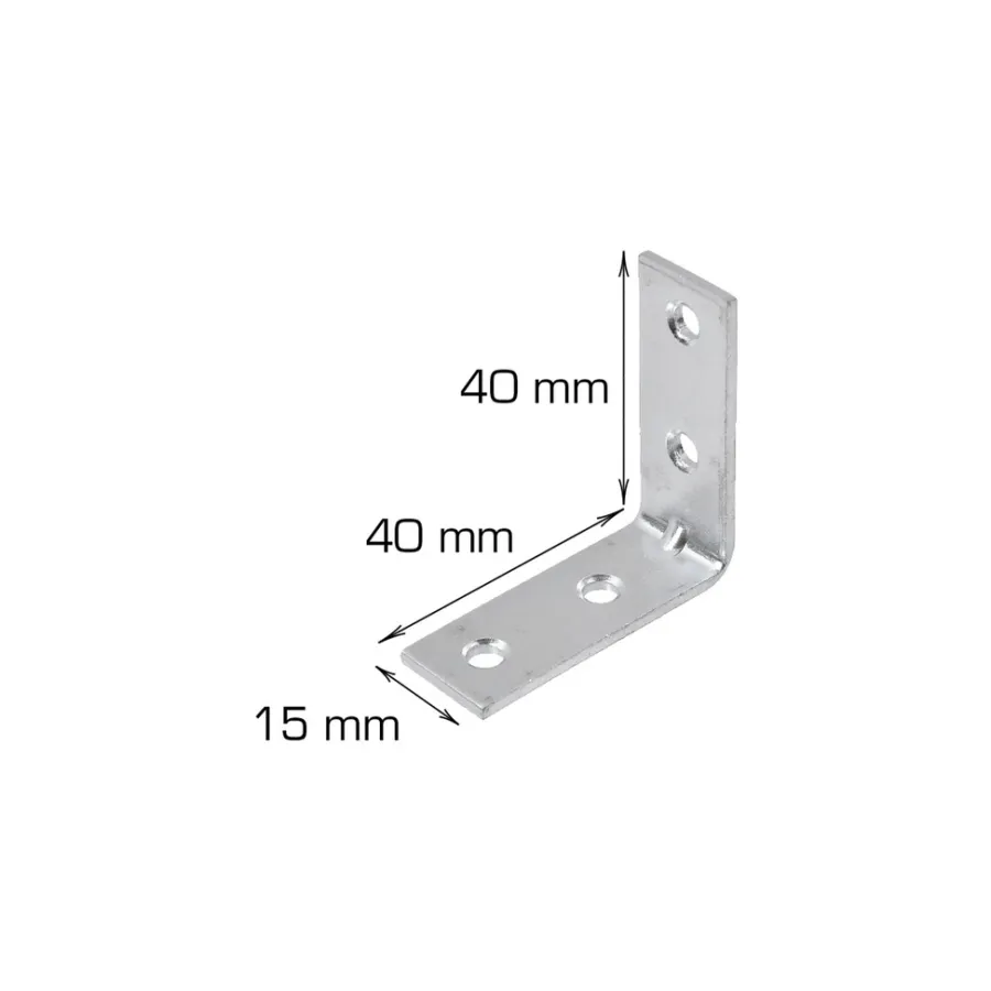 HOME it Bygningsbeslag|Vinkelbeslag 40 x 40 x 15 mm - 2 stk.
