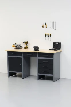 Arbejdsborde & Reoler|Værkstedsbord med skab/skuffer 160 x 60 x 85 cm