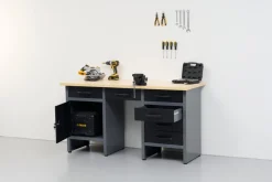 Arbejdsborde & Reoler|Værkstedsbord med skab/skuffer 160 x 60 x 85 cm