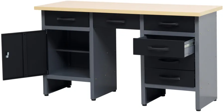 Arbejdsborde & Reoler|Værkstedsbord med skab/skuffer 160 x 60 x 85 cm