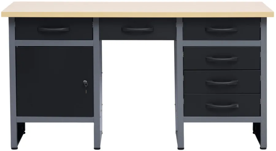 Arbejdsborde & Reoler|Værkstedsbord med skab/skuffer 160 x 60 x 85 cm