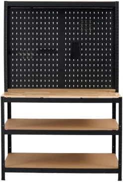 Arbejdsborde & Reoler|Værkstedsbord m/væg og hylder 180x120x60 cm